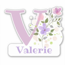 Name Valerie mit dem Letter V-Aufkleber-Ausschnitt