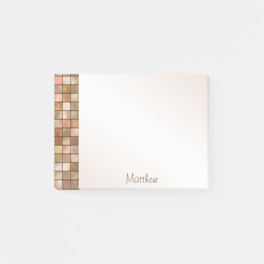 Name - Variegiertes braunes Dekorationsmuster Post-it Klebezettel (Vorderseite)