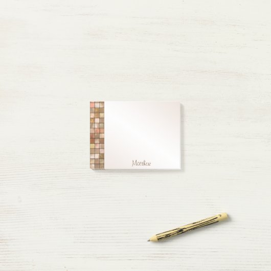 Name - Variegiertes braunes Dekorationsmuster Post-it Klebezettel (Auf Schreibtisch)