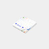 Name + Viele farbige Musiknoten und Symbole Hinwei Post-it Klebezettel (angewinkelt)