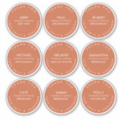 Name Vielen Dank Brautparty Terracotta Aufkleber (Vorderseite)