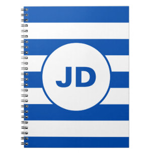 Name Vintag Classic Blue & White Streifen Notizblock
