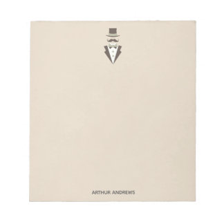 Name Vintag Mustache Man Top Hat Notepad Notizblock
