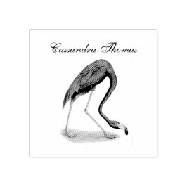 Name Vintag Pink Flamingo #1 Gummistempel