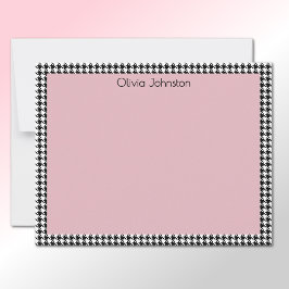 Name || Vintage Pink and Houndstooth Pattern Frame Mitteilungskarte