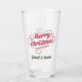Name, Vintages Design Frohe Weihnachten, 16oz. Pin Glas (Vorderseite)