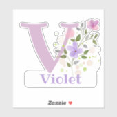Name Violet mit dem Letter V-Aufkleber-Ausschneide Aufkleber (Blatt)
