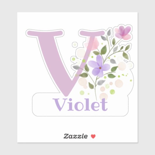 Name Violet mit dem Letter V-Aufkleber-Ausschneide Aufkleber (Blatt)