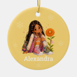Name von Mädchen mit dunklen Haaren Keramik Ornament