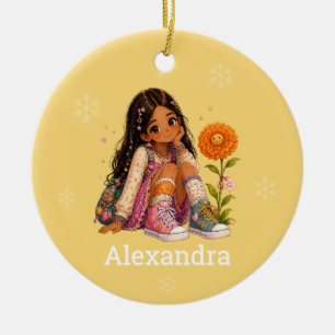 Name von Mädchen mit dunklen Haaren Keramik Ornament
