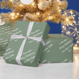 Name | Von Santa | Sage Green Frohe Weihnachten Geschenkpapier