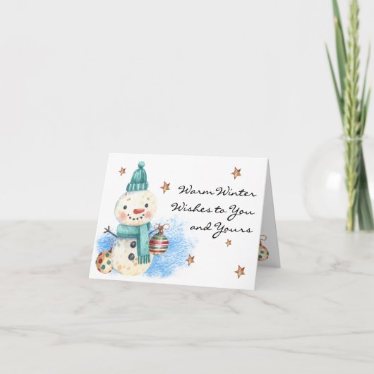 Name, Warm Winter wünscht frohe Weihnachten glückl Karte (Vorderseite)