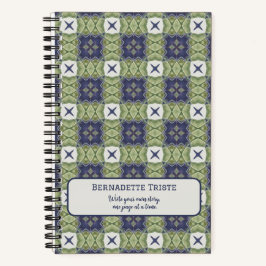 Name Wasserfarbe Abstrakt Square Geometric Blue Notizblock