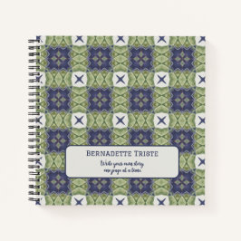 Name Wasserfarbe Abstrakt Square Geometric Blue Notizblock