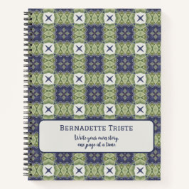 Name Wasserfarbe Abstrakt Square Geometric Blue Notizblock