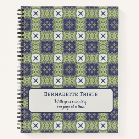 Name Wasserfarbe Abstrakt Square Geometric Blue Notizblock (Vorderseite)