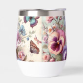 Name Wasserfarbe Vintage Stiefmütterchen Blume Pas (Links)