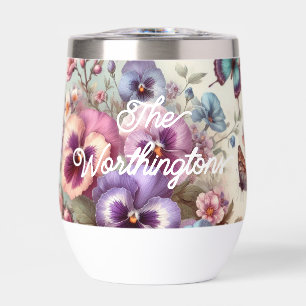 Name Wasserfarbe Vintage Stiefmütterchen Blume Pas