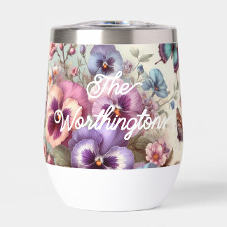 Name Wasserfarbe Vintage Stiefmütterchen Blume Pas