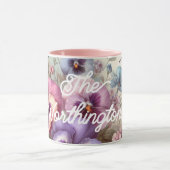 Name Wasserfarbe Vintage Stiefmütterchen Blume Pas Tasse (Zentrum)