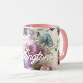 Name Wasserfarbe Vintage Stiefmütterchen Blume Pas Tasse (VorderseiteRechts)