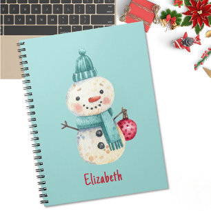 Name, Wasserfarbe Whimsical Schneemann Winter 6,5x Notizblock