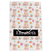 Name Wasserfarbener Kuchen mit Rose Muster Mittlere Geschenktüte (Vorderseite)