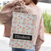 Name Wasserfarbener Kuchen mit Rose Muster Mittlere Geschenktüte