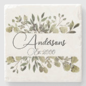 Name Watercolor Botanischer Name Steinuntersetzer (Vorderseite)