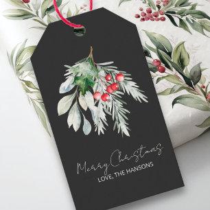 Name Watercolor Modernes Skript Frohe Weihnachten Geschenkanhänger