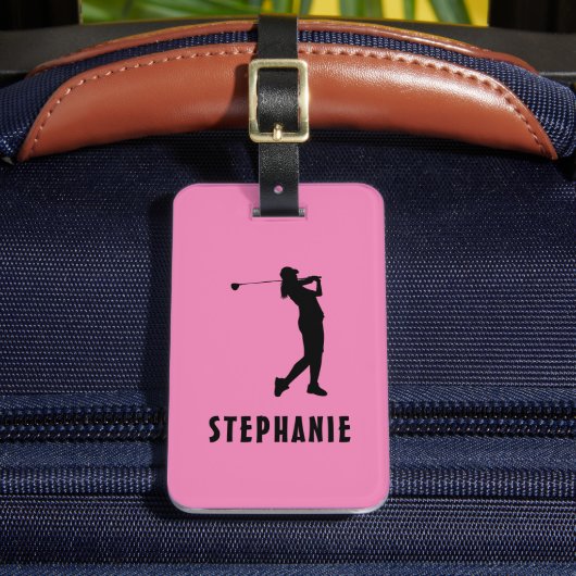 Name Weibliche Golf Spieler Golfspielen Golfer Pin Gepäckanhänger (Vorderseite Insitu 2)
