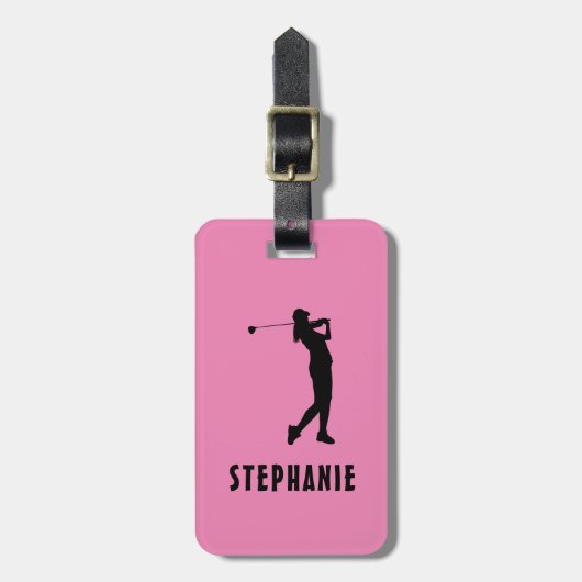 Name Weibliche Golf Spieler Golfspielen Golfer Pin Gepäckanhänger (Vorderseite vertikal)