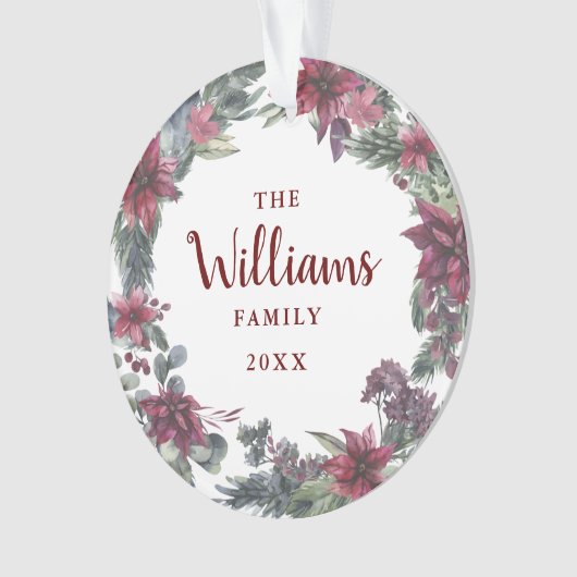 Name Weihnachten Blumenurlaub Foto Ornament (Vorderseite)