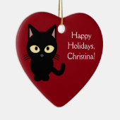 Name-Weihnachtskätzchen-Verzierung Keramikornament (Rechts)