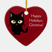 Name-Weihnachtskätzchen-Verzierung Keramikornament (Vorne)