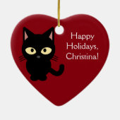 Name-Weihnachtskätzchen-Verzierung Keramikornament (Hinten)