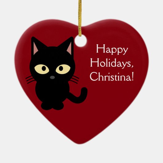 Name-Weihnachtskätzchen-Verzierung Keramikornament (Hinten)