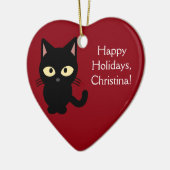 Name-Weihnachtskätzchen-Verzierung Keramikornament (Links)