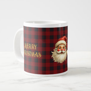 Name, Weihnachtsmann Schwarz-Rot kariert Jumbo Jumbo-Tasse