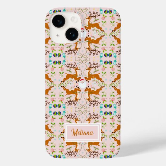 Name Weihnachtsmänner Rosa Nahtloses Muster Case-Mate iPhone Hülle (Rückseite)
