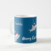 Name Weihnachtsmannmütze Hai Weihnachten Kaffeetasse (Vorderseite Links)