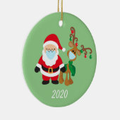 Name Weihnachtsmannschaft und Reindeer 2020 Keramik Ornament (Rechts)