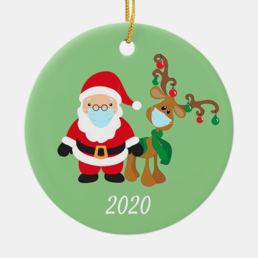 Name Weihnachtsmannschaft und Reindeer 2020 Keramik Ornament (Vorne)