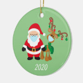 Name Weihnachtsmannschaft und Reindeer 2020 Keramik Ornament (Links)