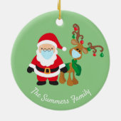 Name Weihnachtsmannschaft und Reindeer 2020 Keramik Ornament (Hinten)