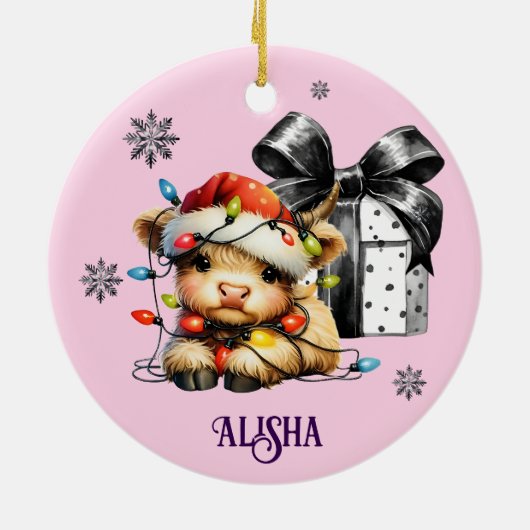 Name Weihnachtsschmuck Highland Kuh (Hinten)