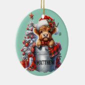 Name Weihnachtsschmuck Hochland Kuh in Eimer (Rechts)