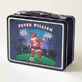 Name Weihnachtssoccer anpassen Metall Brotdose (Rückseite)