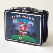 Name Weihnachtssoccer anpassen Metall Brotdose (Vorderseite)