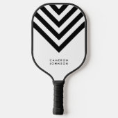 Name Weiß und Schwarz Minimalistisch Zickzack hinz Pickleball Schläger (Rückseite)